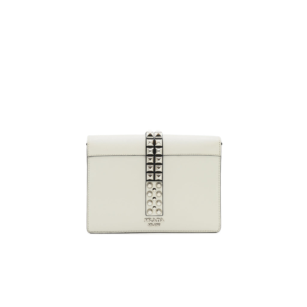 PRADA WOMAN'S MESSENGER BAG WHITE WITH SHW