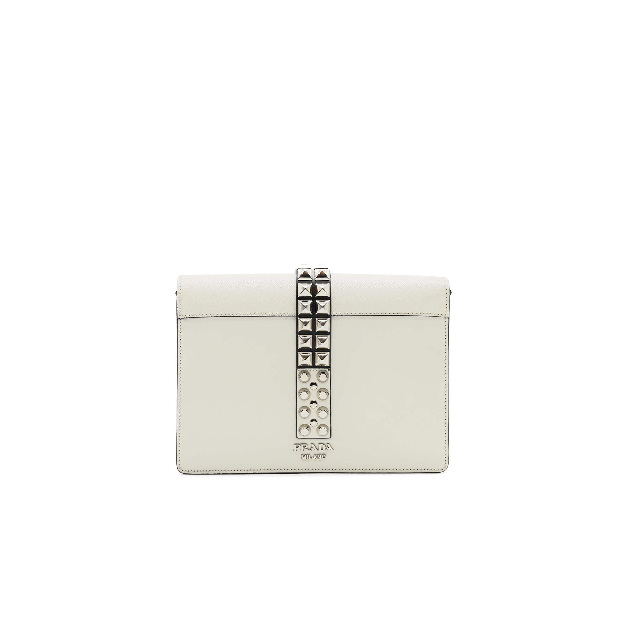 PRADA WOMAN'S MESSENGER BAG WHITE WITH SHW