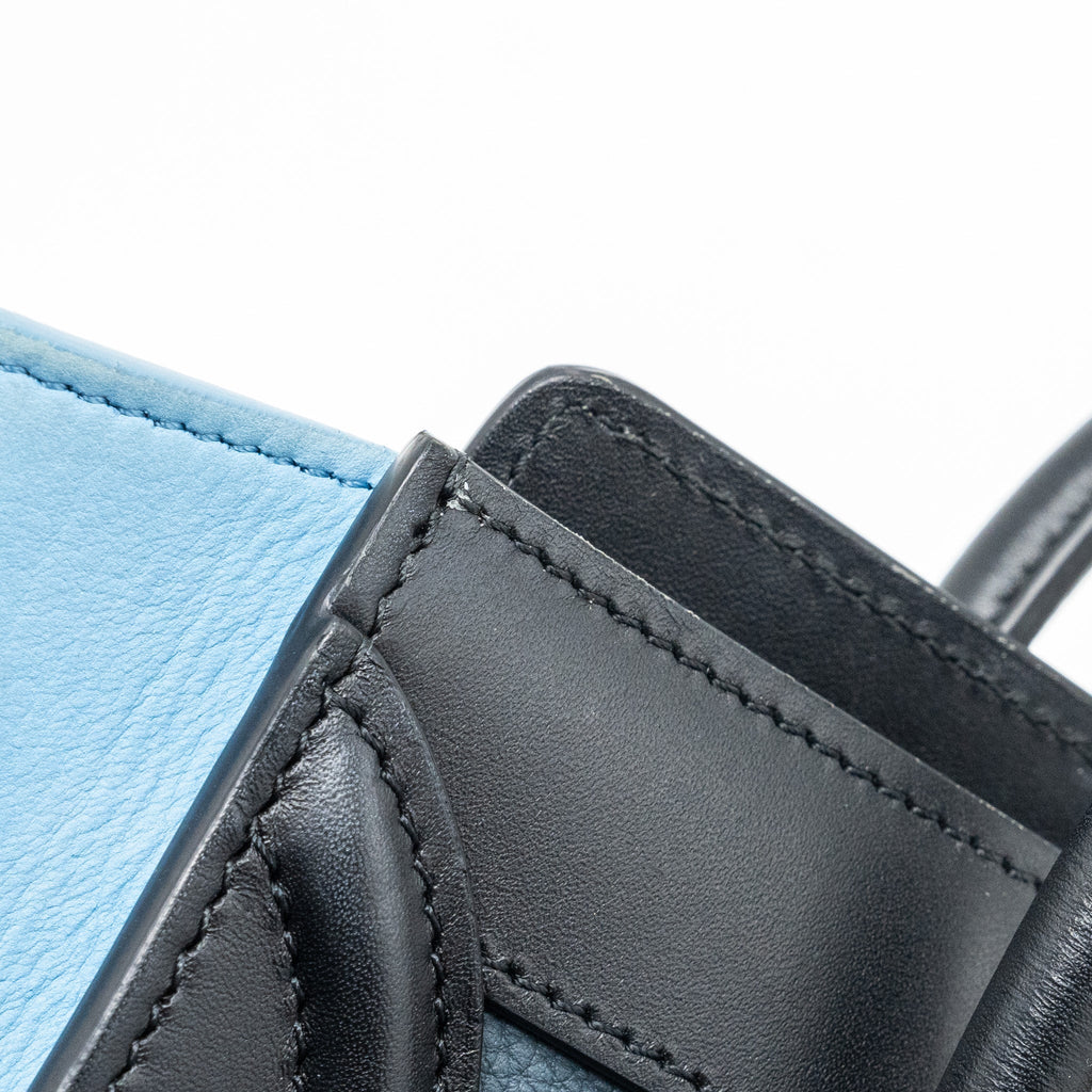 CELINE NANO LUGGAGE BAG MULTI COLOUR BLUE/DARK BLUE/BLACK GHW