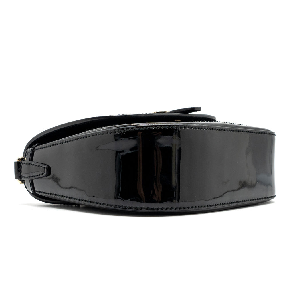 GUCCI MESSENGER CROSSBODY BAG PATENT BLACK LGHW