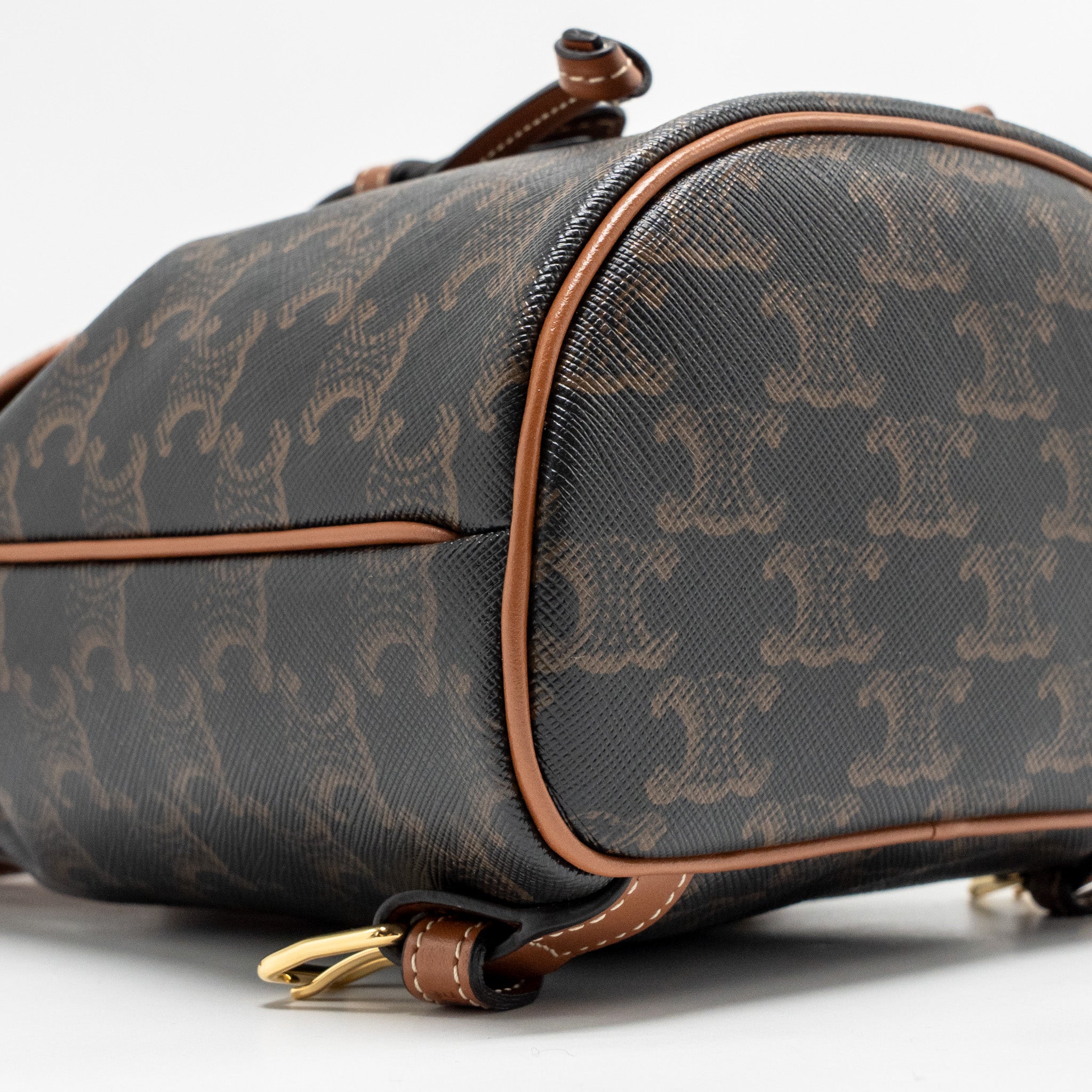 CELINE MINI BACKPACK FOLCO TRIOMPHE CANVAS/CALFSKIN TAN GHW