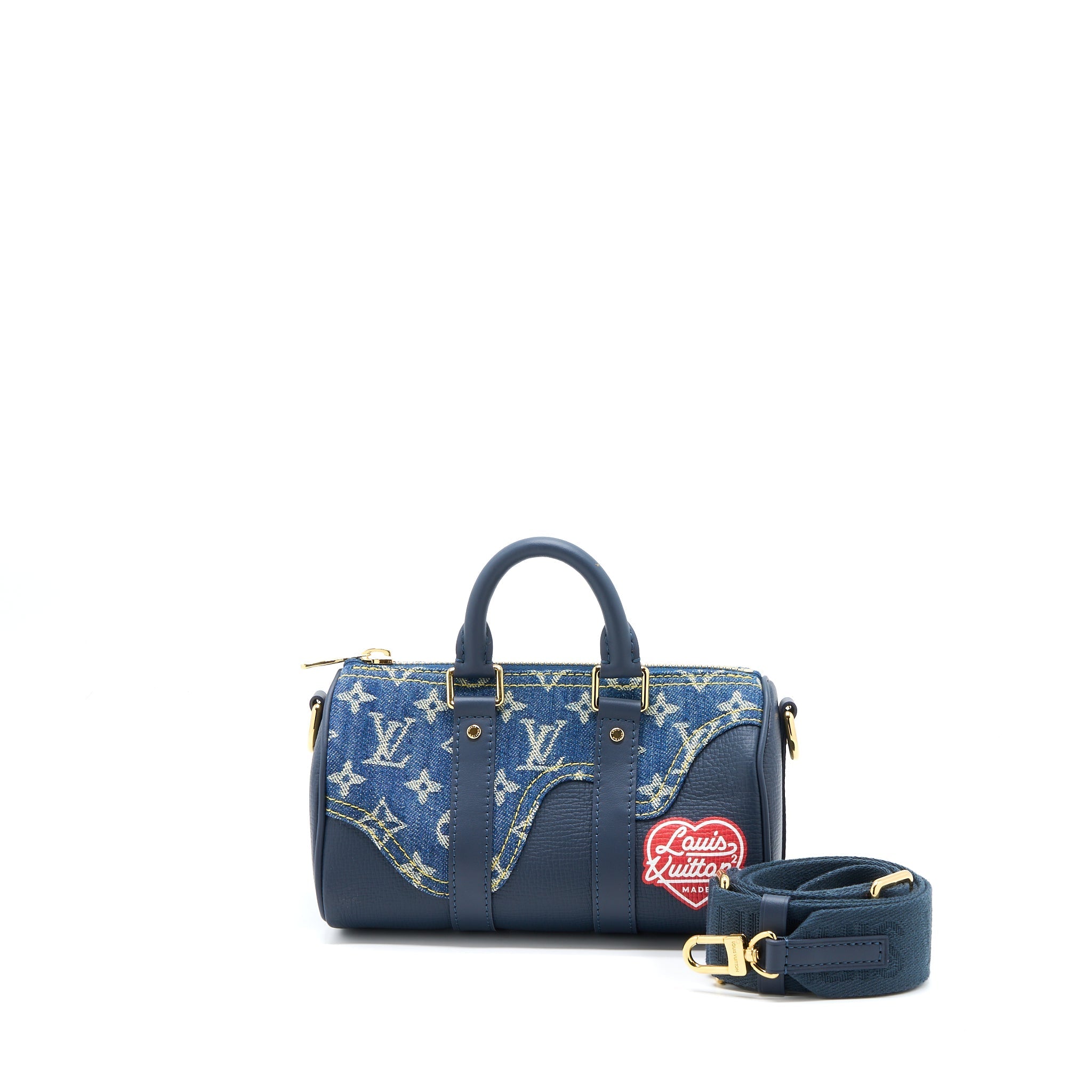 LOUIS VUITTON KEEPALL XS MONOGRAM DENIM/LEATHER BLUE GHW