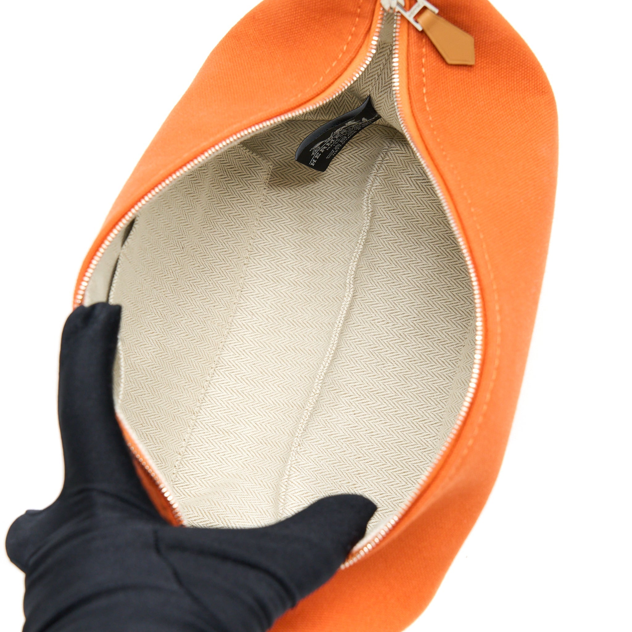 HERMES TROUSSE DE TOILETTE BRIDE A BRAC PM TRAVEL POUCH ORANGE FEU