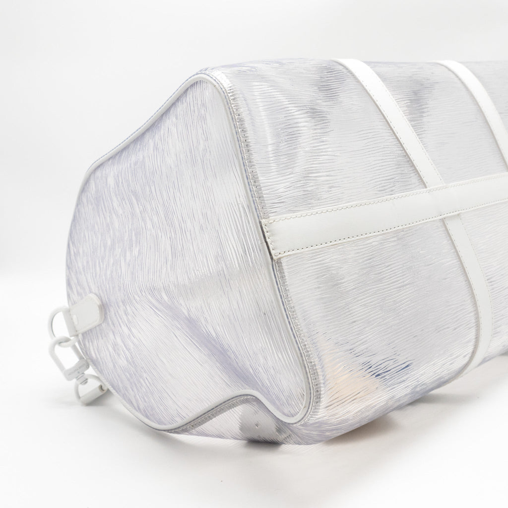 LOUIS VUITTON WAVY KEEPALL 50 EPI PLAGE WHITE