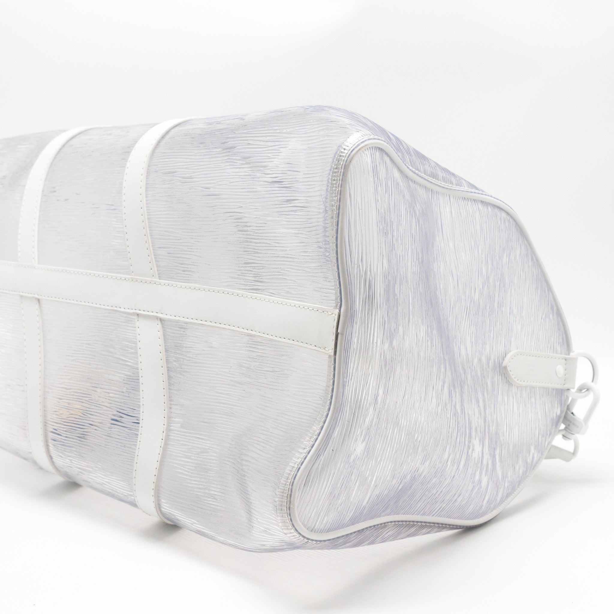 LOUIS VUITTON WAVY KEEPALL 50 EPI PLAGE WHITE