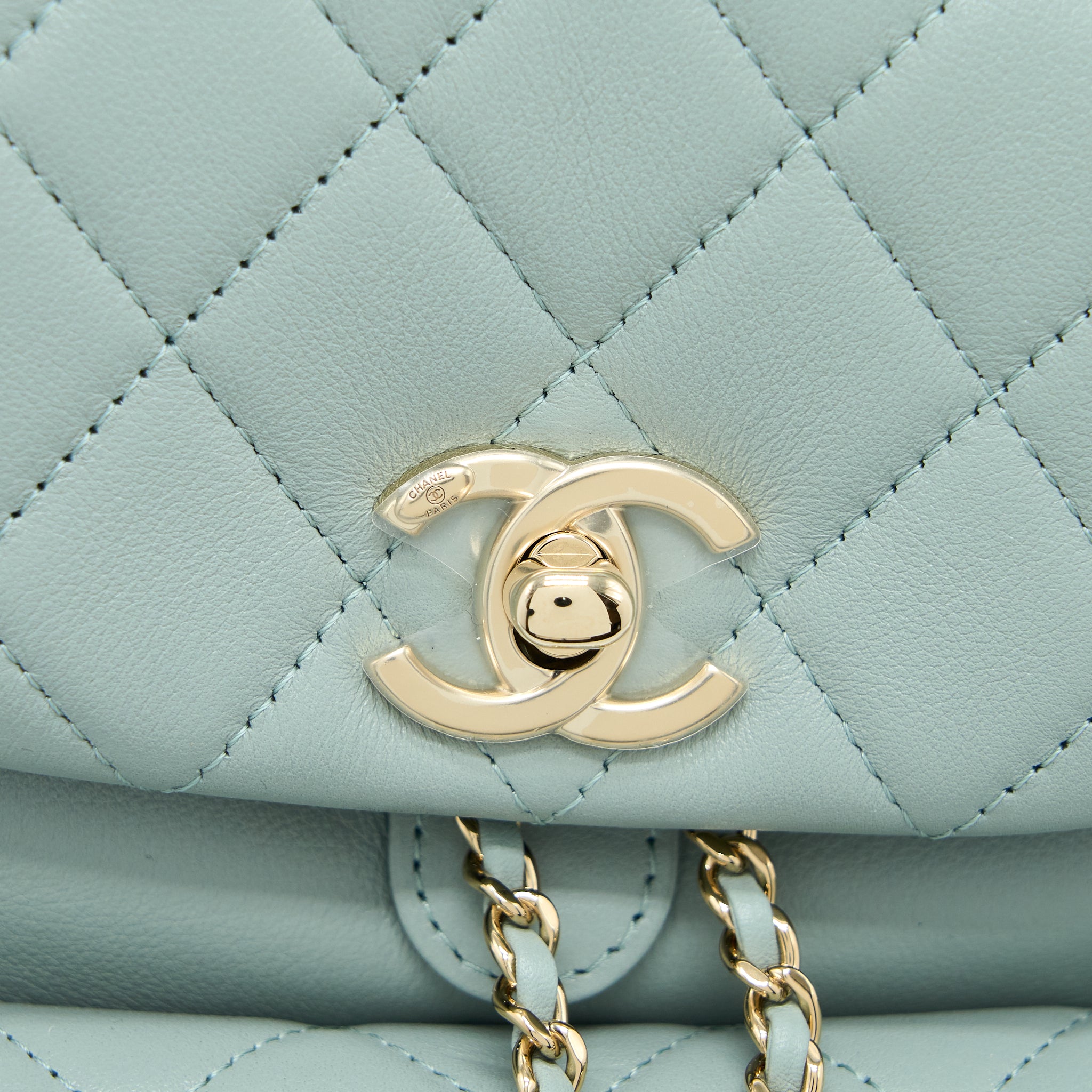 CHANEL 23C DUMA MINI BACKPACK CALFSKIN LIGHT GREY LGHW (MICROCHIP)