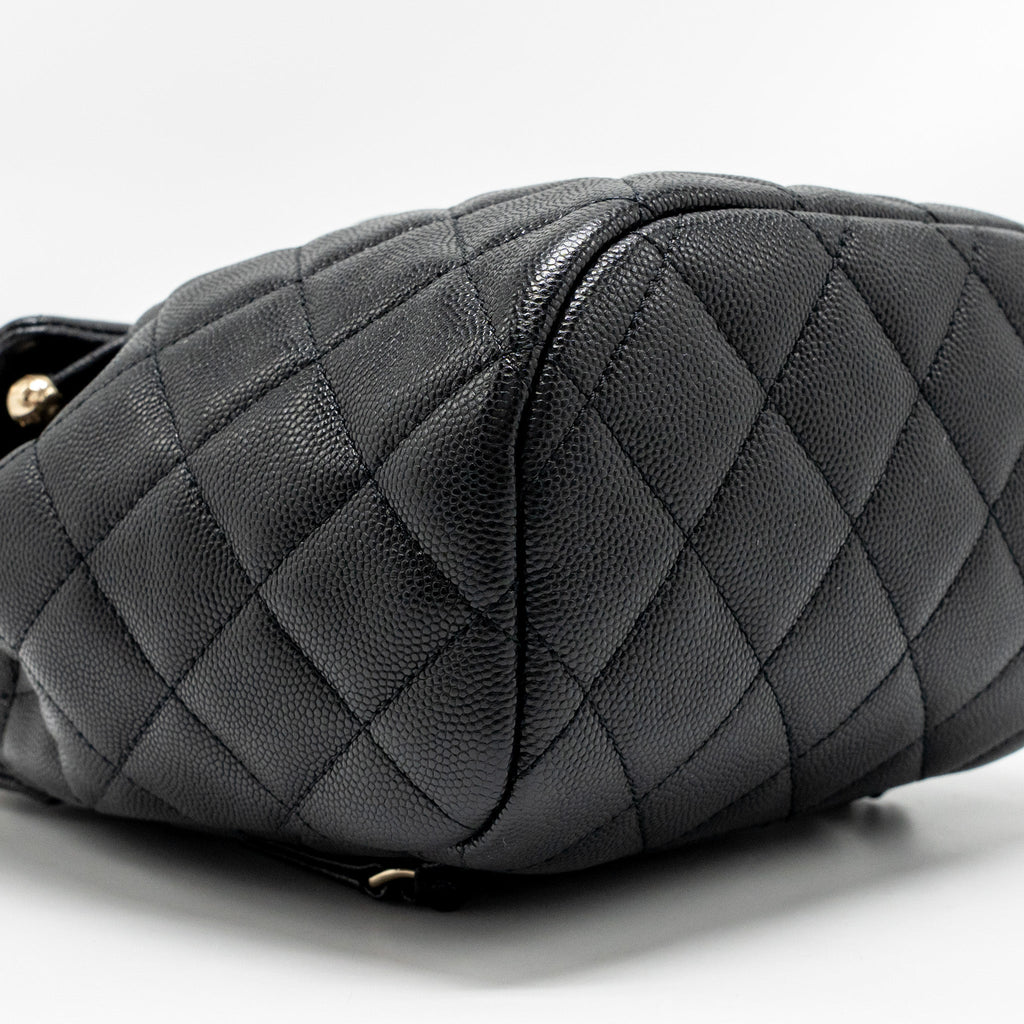 CHANEL QUILTED MINI BACKPACK CAVIAR BLACK LGHW (MICROCHIP)