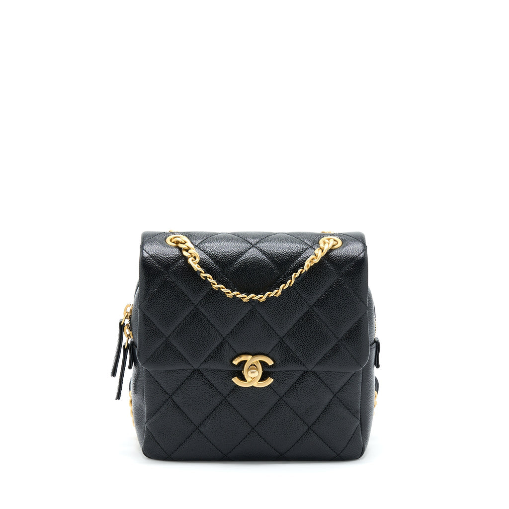 CHANEL 22P FLAP BACKPACK CAVIAR BLACK GHW (MICROCHIP)