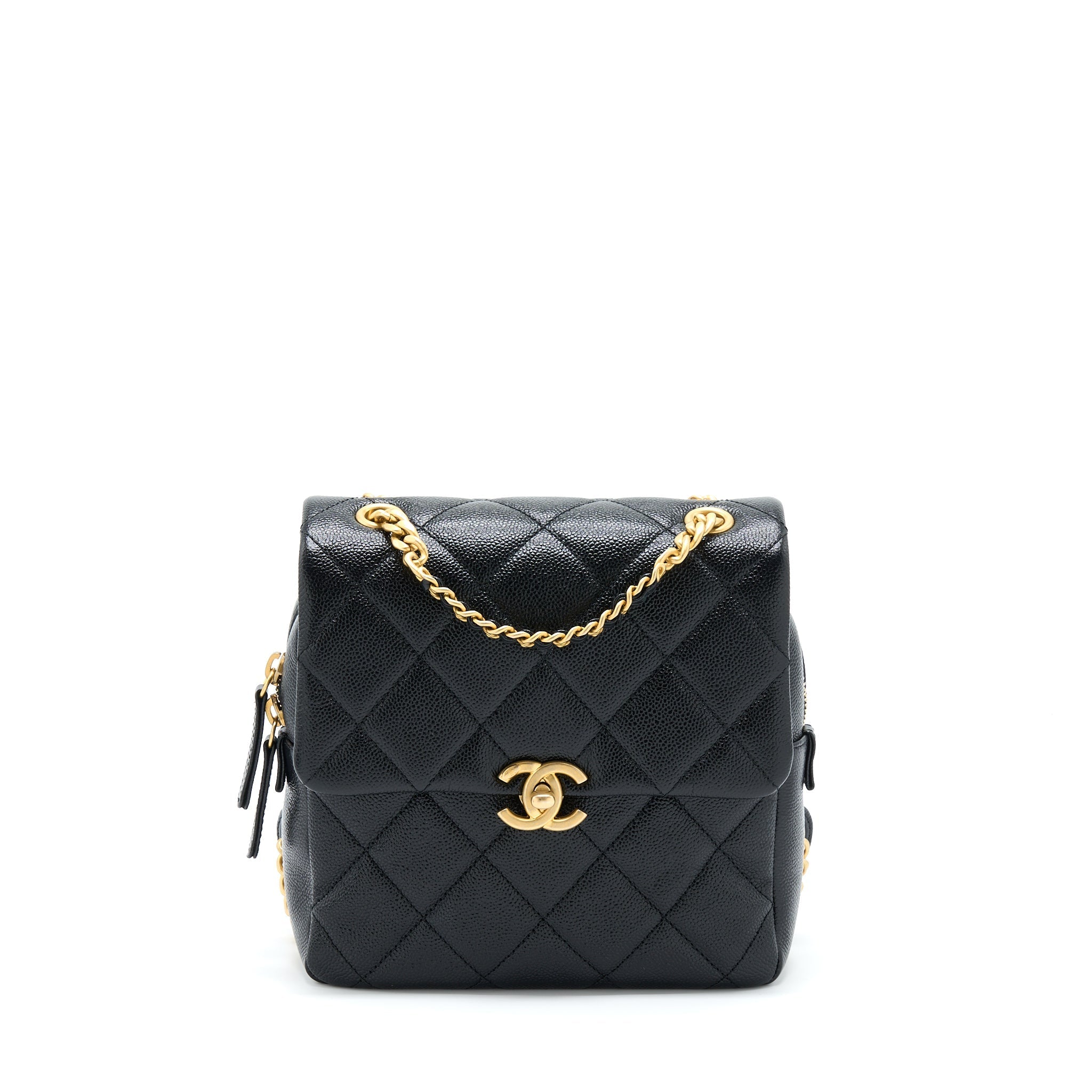 CHANEL 22P FLAP BACKPACK CAVIAR BLACK GHW (MICROCHIP)
