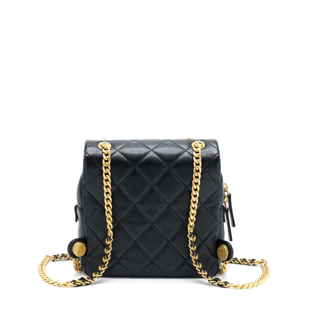 CHANEL 22P FLAP BACKPACK CAVIAR BLACK GHW (MICROCHIP)