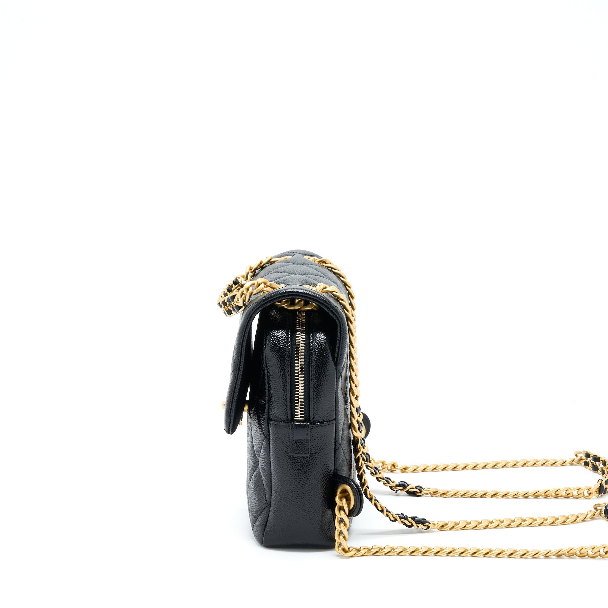 CHANEL 22P FLAP BACKPACK CAVIAR BLACK GHW (MICROCHIP)