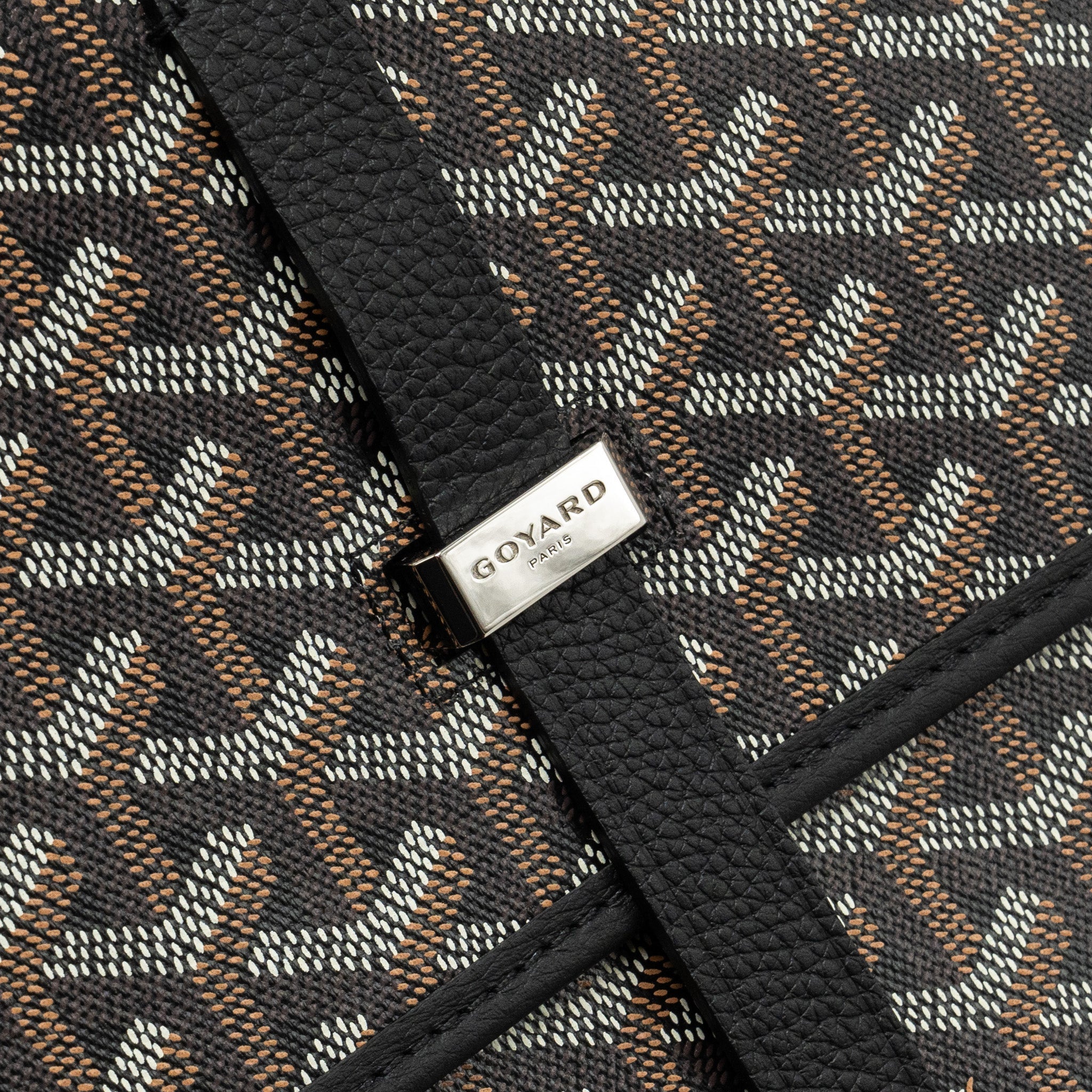 GOYARD BELVEDERE MM MESSENGER BAG GOYARDINE CANVAS/CALFSKIN BLACK SHW