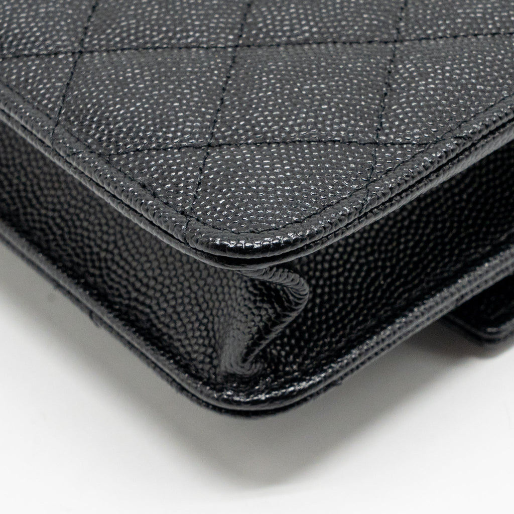 CHANEL 25C QUILTED CC TOP HANDLE MINI BACKPACK CAVIAR BLACK LGHW (MICROCHIP)
