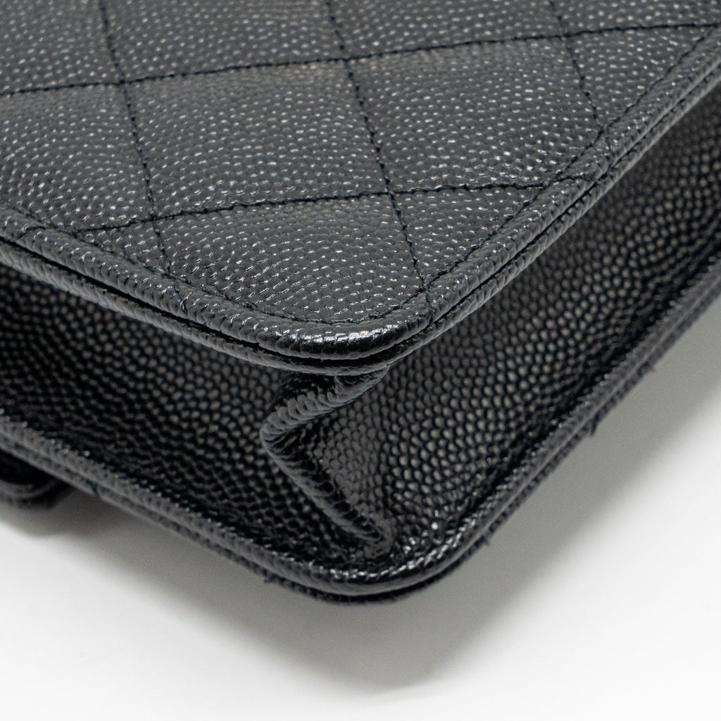 CHANEL 25C QUILTED CC TOP HANDLE MINI BACKPACK CAVIAR BLACK LGHW (MICROCHIP)