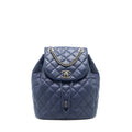 CHANEL QUILTED BACKPACK NAVY BLUE RUTHENIUM SHW