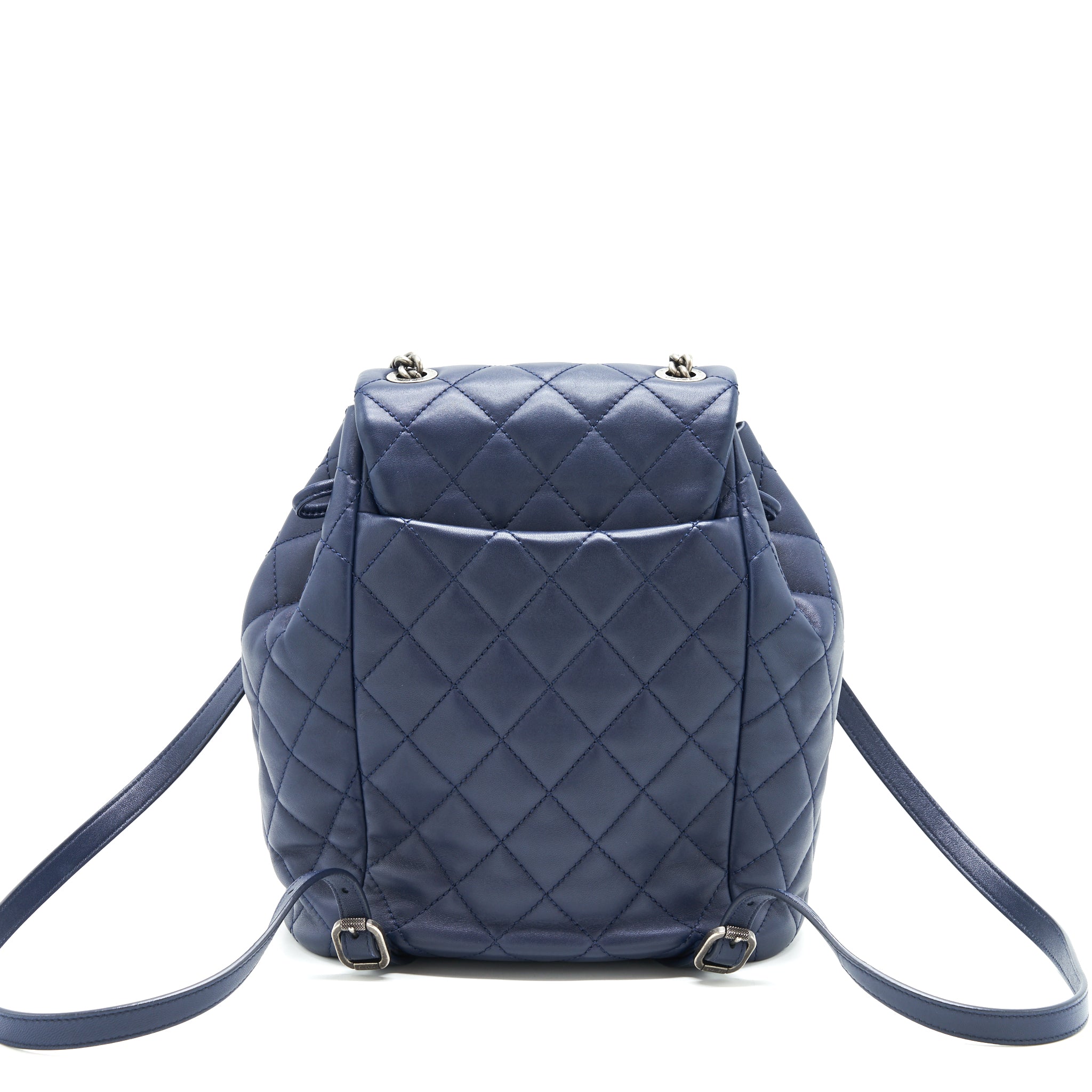 CHANEL QUILTED BACKPACK NAVY BLUE RUTHENIUM SHW