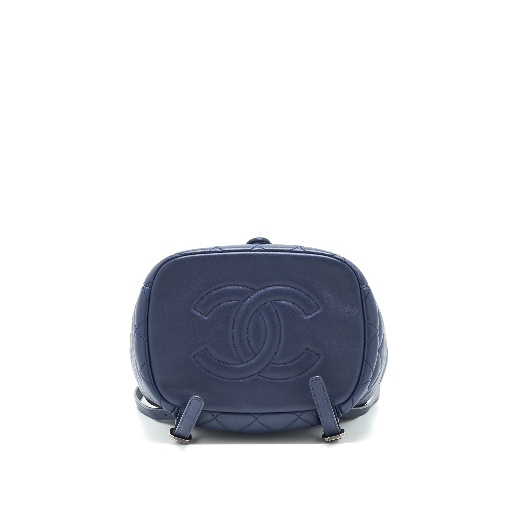 CHANEL QUILTED BACKPACK NAVY BLUE RUTHENIUM SHW