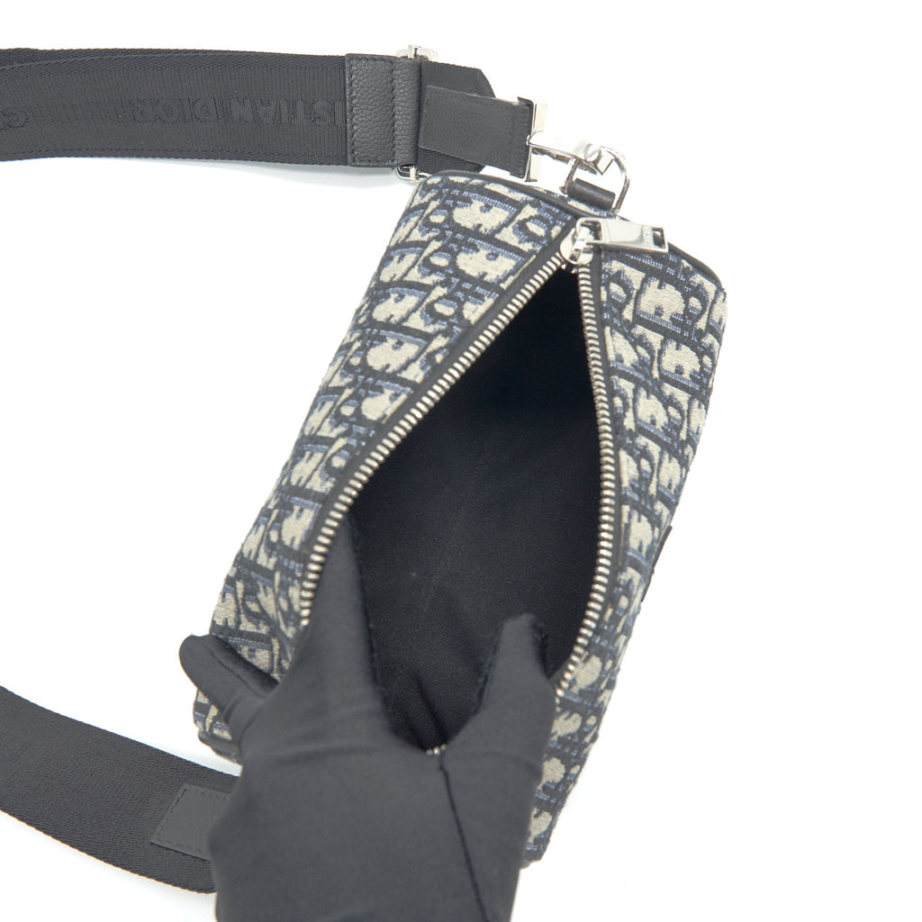 DIOR BLUE OBLIQUE MESSENGER ROLLER BAG