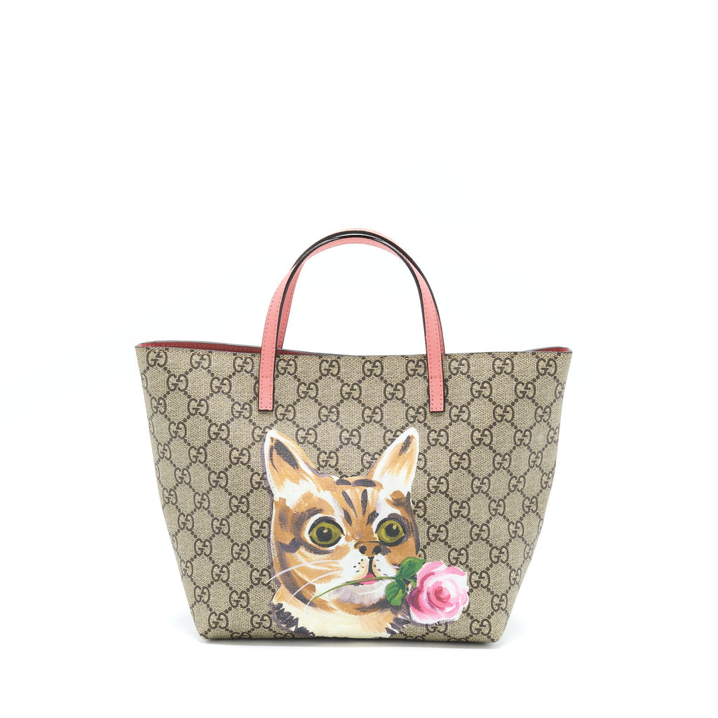 GUCCI CHILDREN'S GG CAT PINK/MULTICOLOUR TOTE SHW