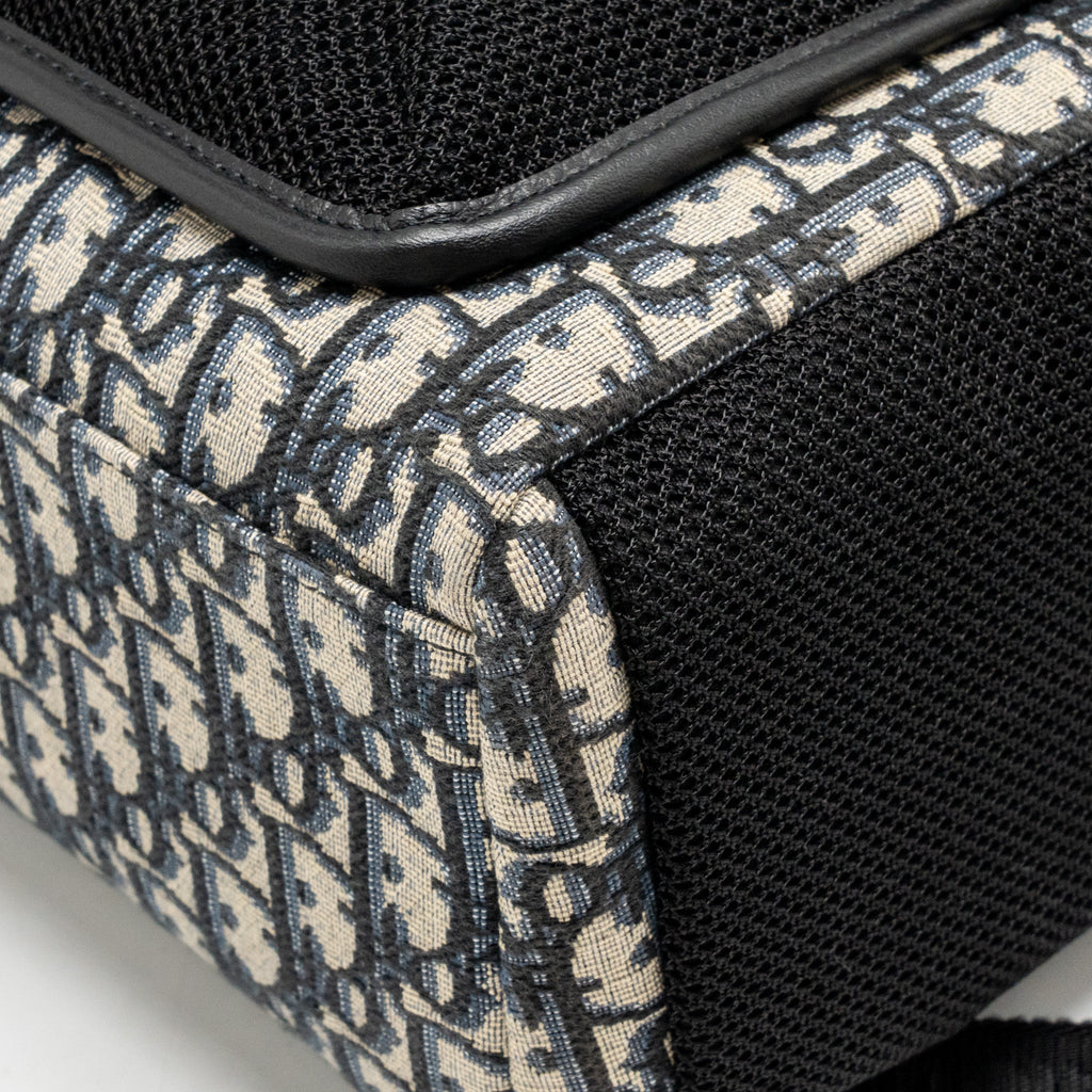 DIOR MEN’S BACKPACK DIOR OBLIQUE CANVAS / CALFSKIN BLUE / BLACK SHW