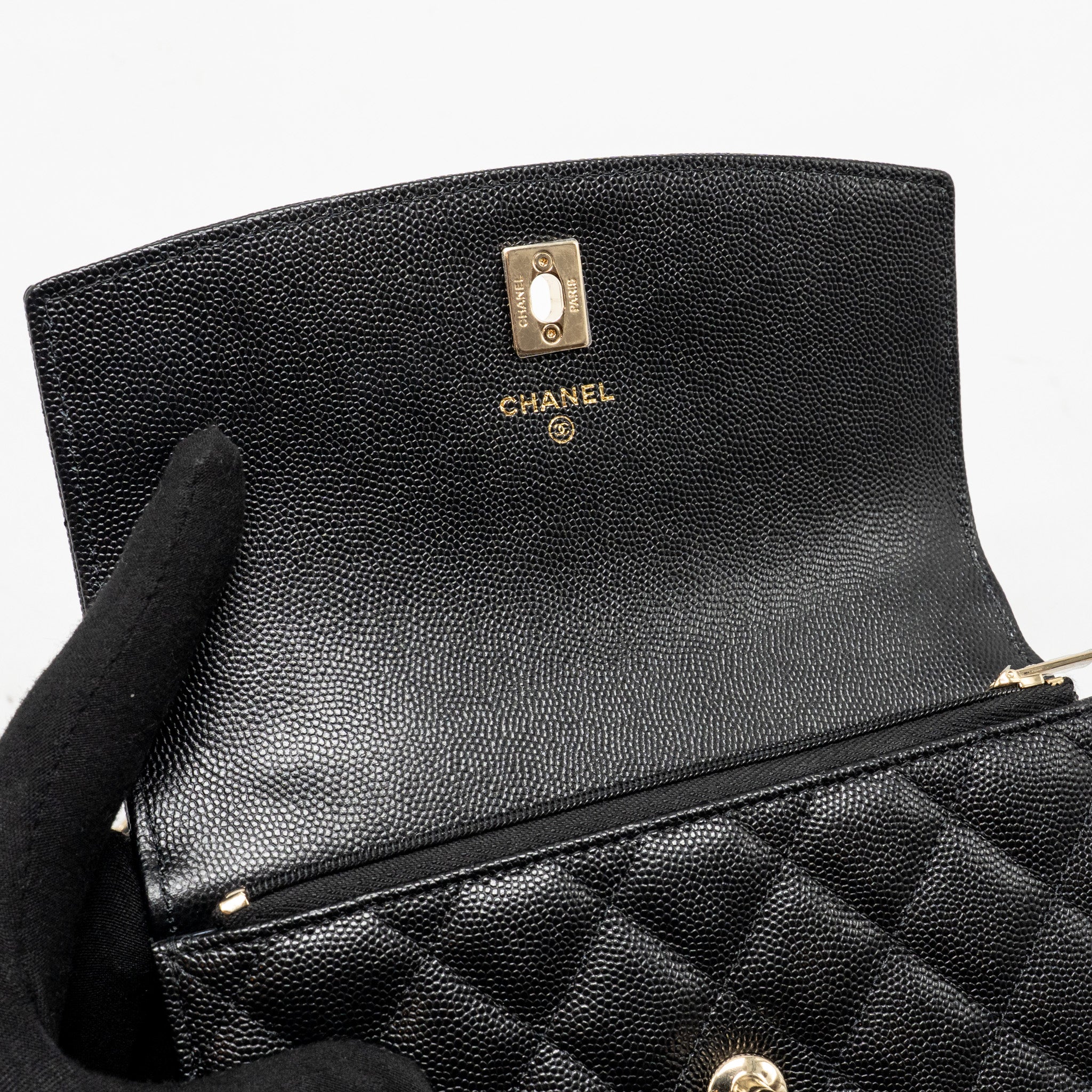 CHANEL 25C QUILTED CC TOP HANDLE MINI BACKPACK CAVIAR BLACK LGHW (MICROCHIP)