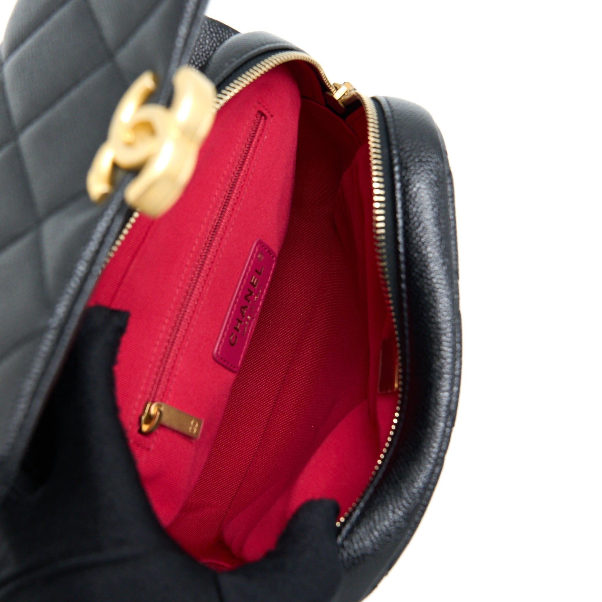 CHANEL 22P FLAP BACKPACK CAVIAR BLACK GHW (MICROCHIP)