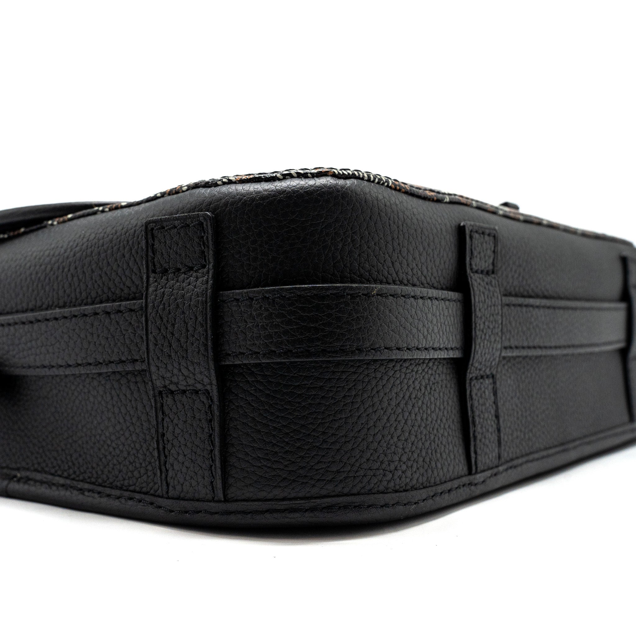 GOYARD BELVEDERE MM MESSENGER BAG GOYARDINE CANVAS/CALFSKIN BLACK SHW