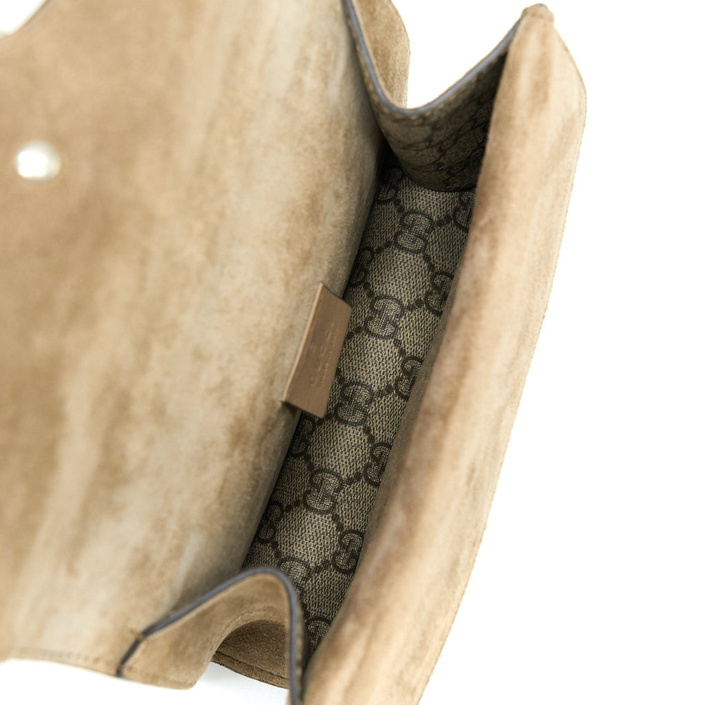 GUCCI MINI DIONYSUS SUPREME SUEDE CROSSBODY BAG SHW