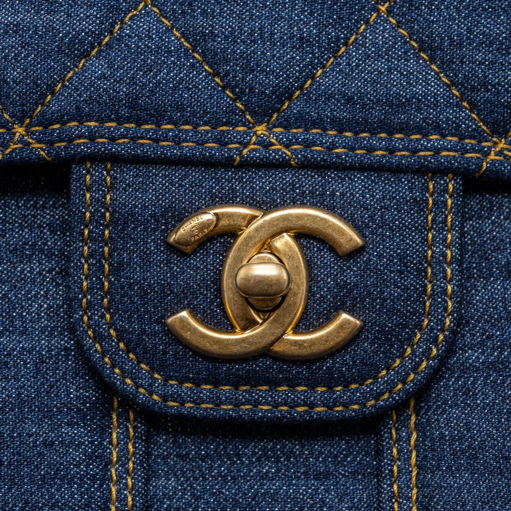 CHANEL 23S FLAP BACKPACK DENIM BLUE BRUSHED GHW (MICROCHIP)
