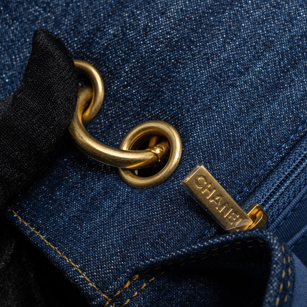 CHANEL 23S FLAP BACKPACK DENIM BLUE BRUSHED GHW (MICROCHIP)