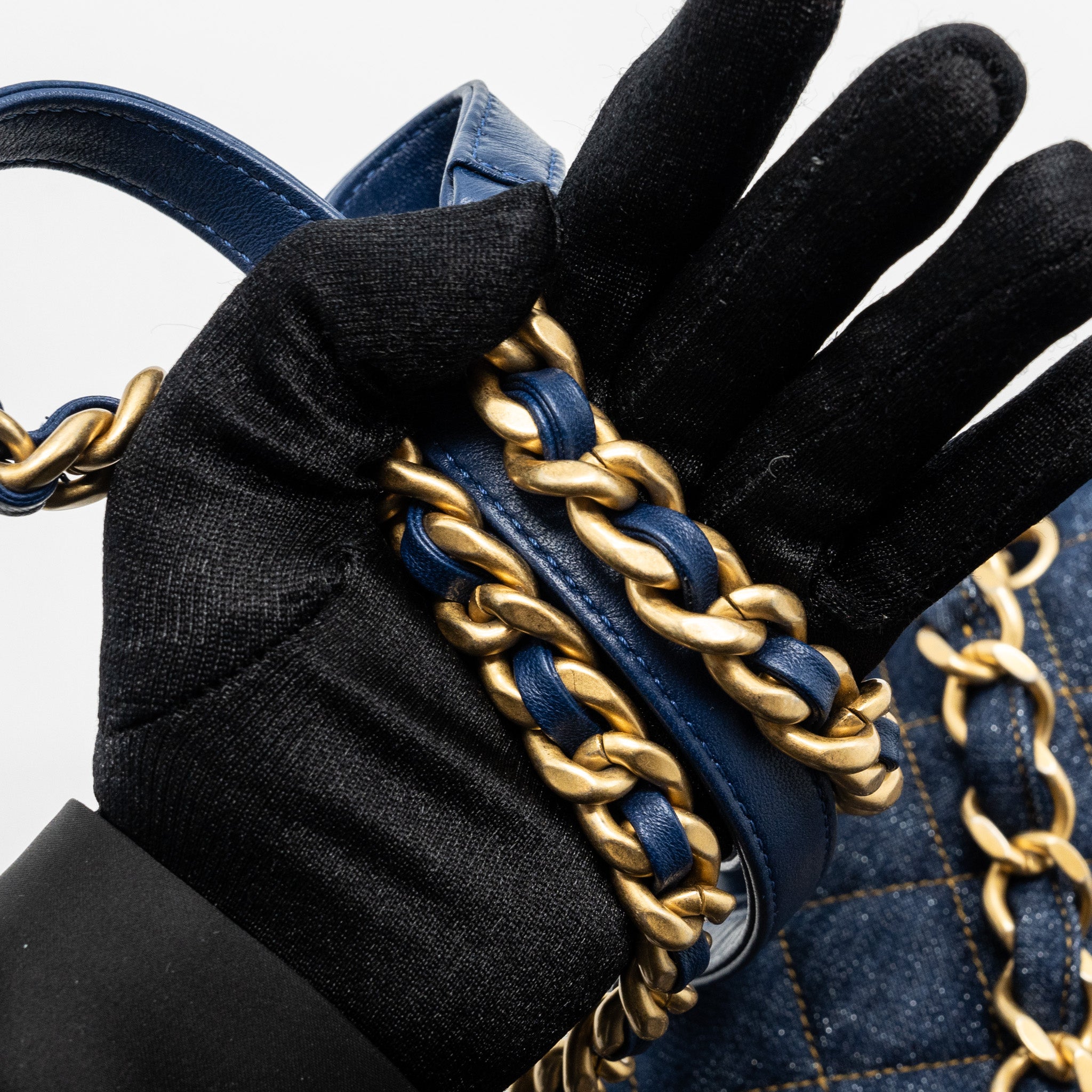 CHANEL 23S FLAP BACKPACK DENIM BLUE BRUSHED GHW (MICROCHIP)