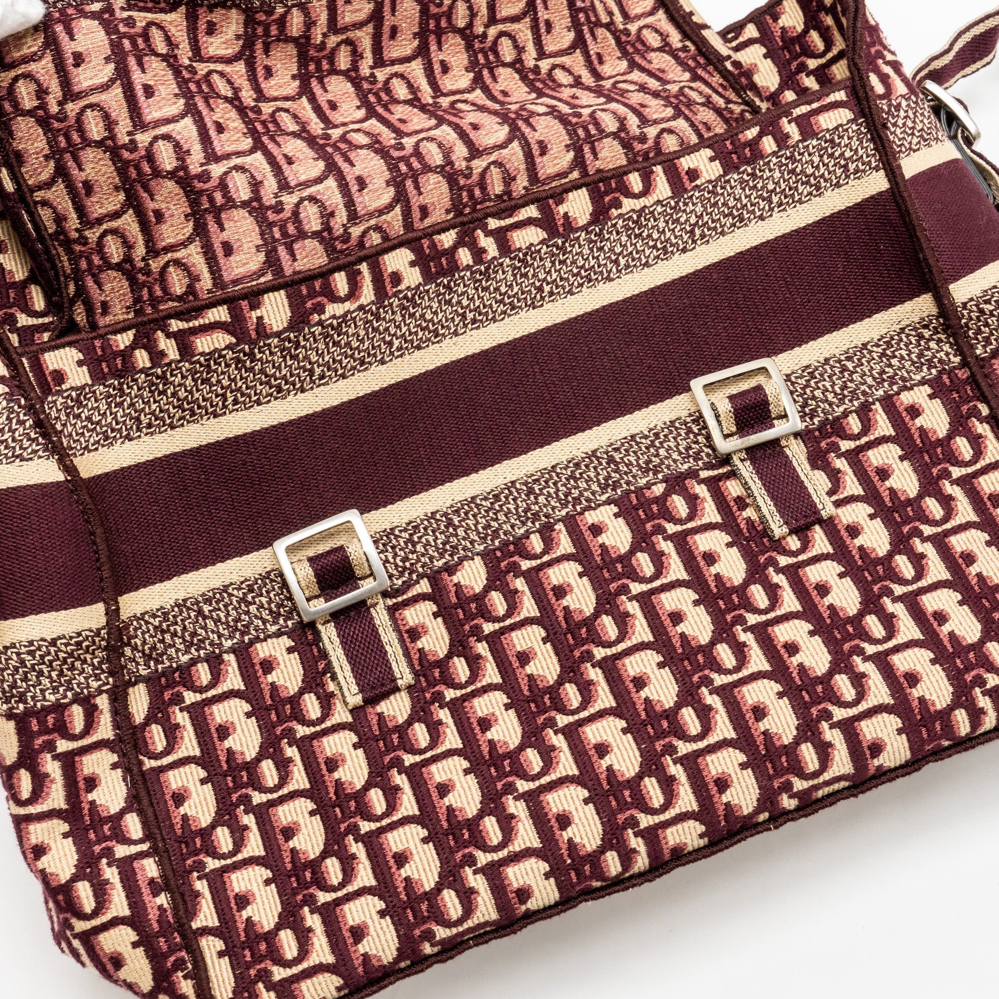 DIOR CROSSBODY MESSENGER BAG OBLIQUE CANVAS BURGUNDY/BEIGE SHW
