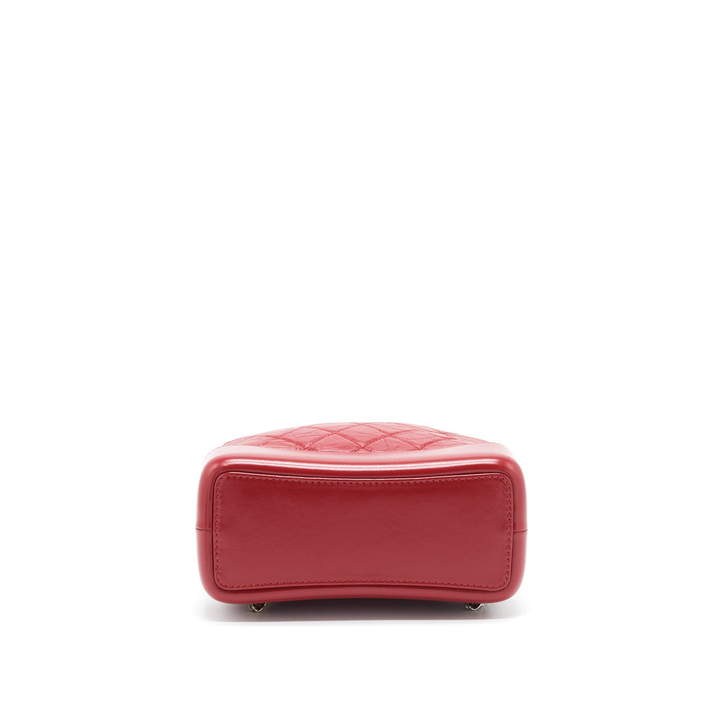 CHANEL SMALL GABRIELLE BACKPACK AGED CALFSKIN RED WITH RUTHENIUM GOLD/SLIVER HARDWARE