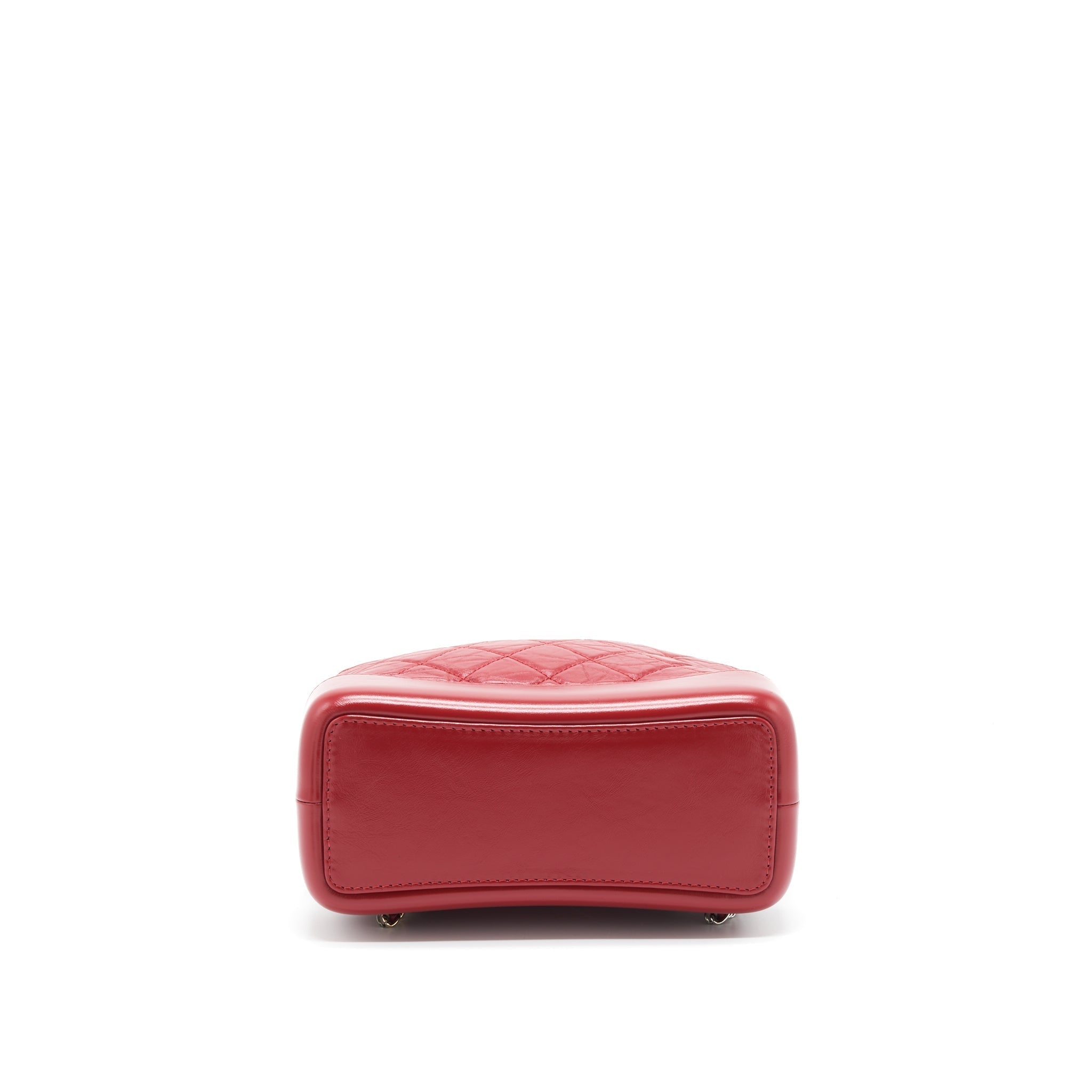 CHANEL SMALL GABRIELLE BACKPACK AGED CALFSKIN RED WITH RUTHENIUM GOLD/SLIVER HARDWARE