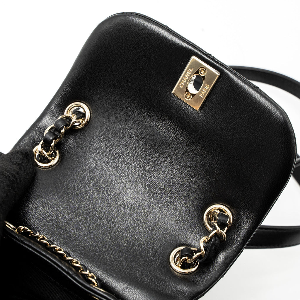 CHANEL MINI DUMA BACKPACK LAMBSKIN BLACK LGHW (MICROCHIP)