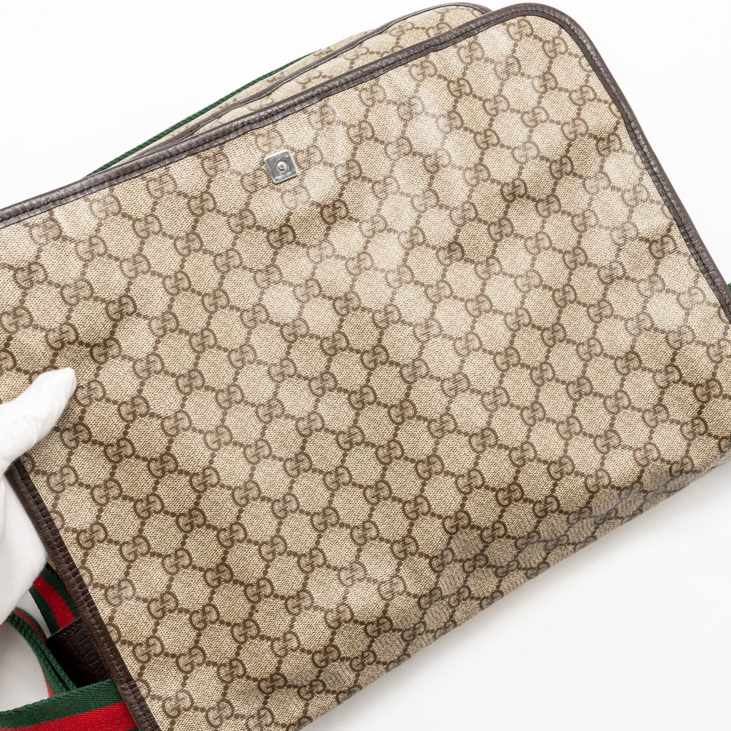 GUCCI LARGE FLAP MESSENGER BAG GG SUPREME CANVAS SHW