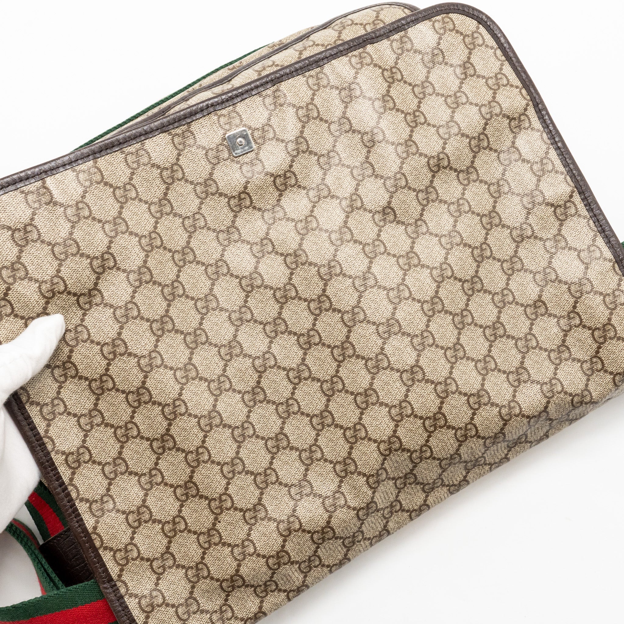 GUCCI LARGE FLAP MESSENGER BAG GG SUPREME CANVAS SHW