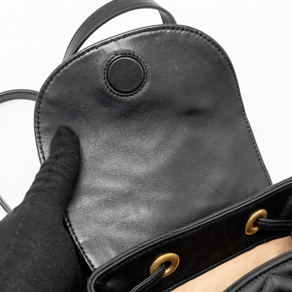 GUCCI GG MARMONT BACKPACK CALFSKIN BLACK GHW