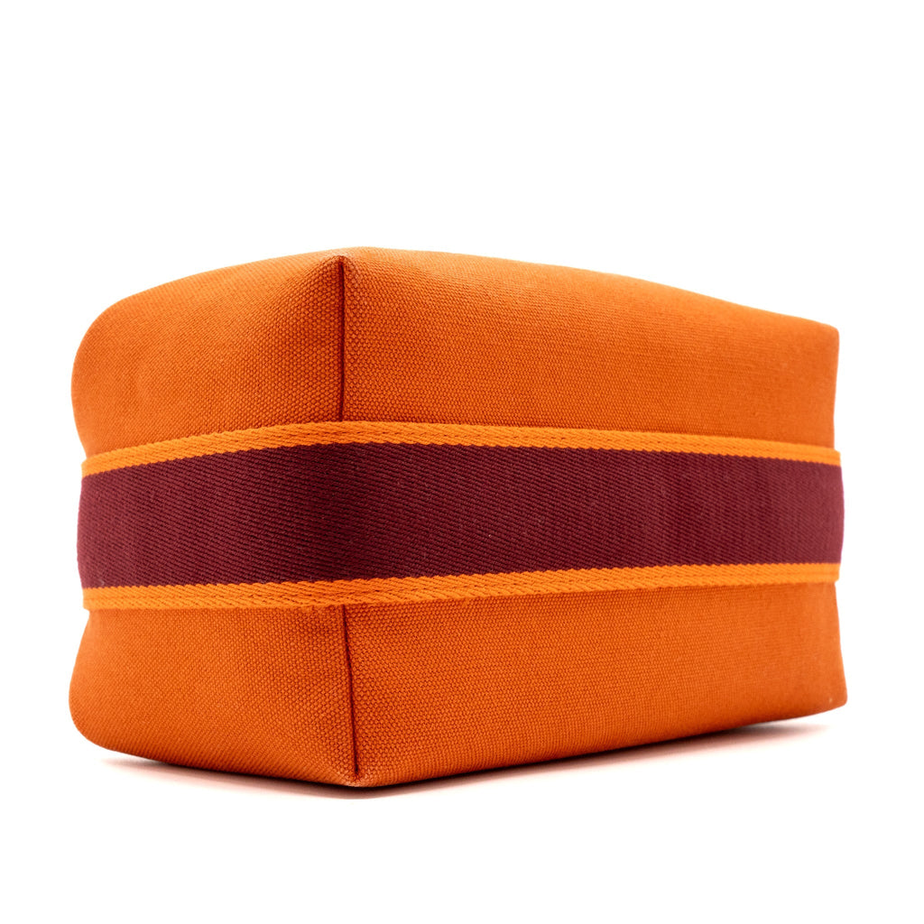 HERMES TROUSSE DE TOILETTE BRIDE A BRAC PM TRAVEL POUCH CANVAS ORANGE FEU SHW