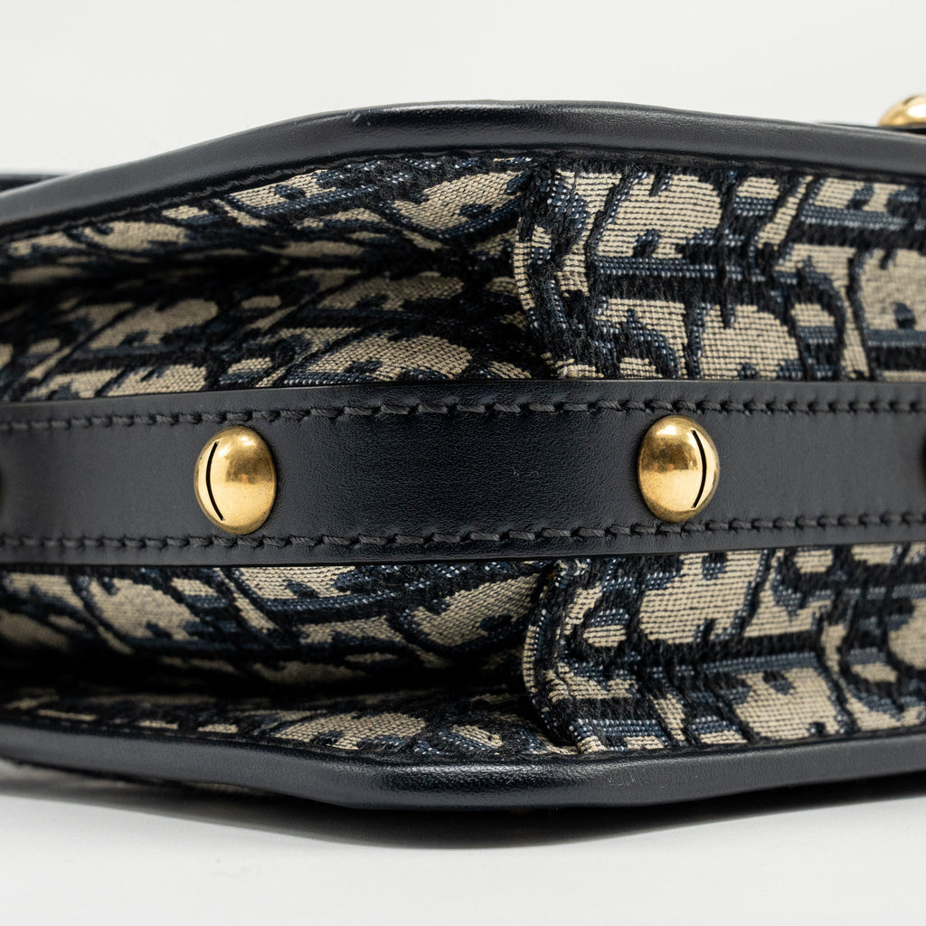 DIOR ADDICT VERTICAL MESSENGER BAG OBLIQUE CANVAS BLUE GHW