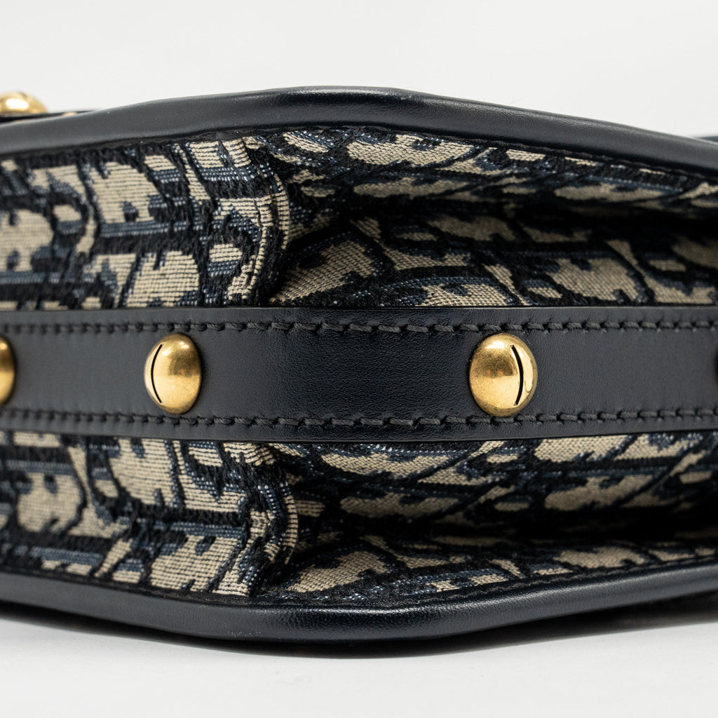 DIOR ADDICT VERTICAL MESSENGER BAG OBLIQUE CANVAS BLUE GHW