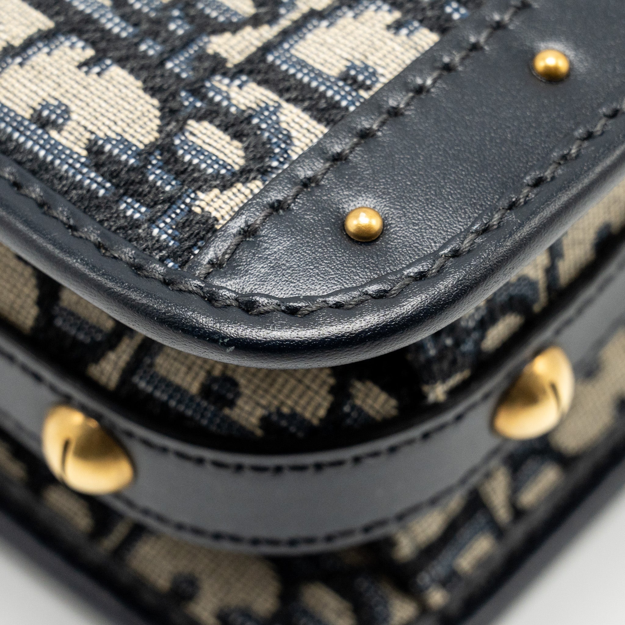 DIOR ADDICT VERTICAL MESSENGER BAG OBLIQUE CANVAS BLUE GHW
