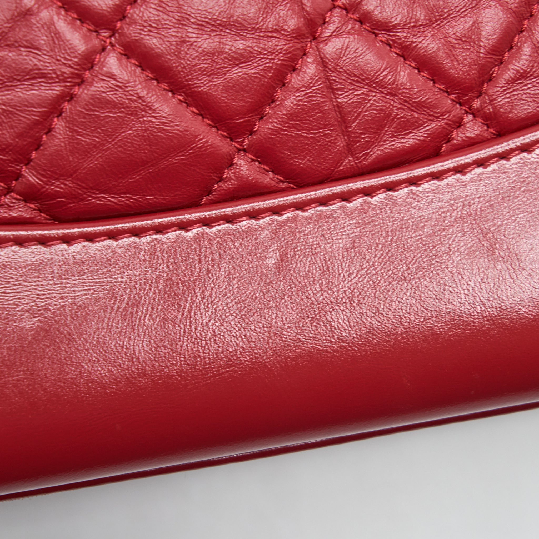 CHANEL SMALL GABRIELLE BACKPACK AGED CALFSKIN RED WITH RUTHENIUM GOLD/SLIVER HARDWARE