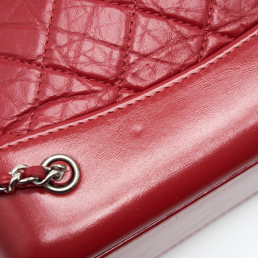 CHANEL SMALL GABRIELLE BACKPACK AGED CALFSKIN RED WITH RUTHENIUM GOLD/SLIVER HARDWARE