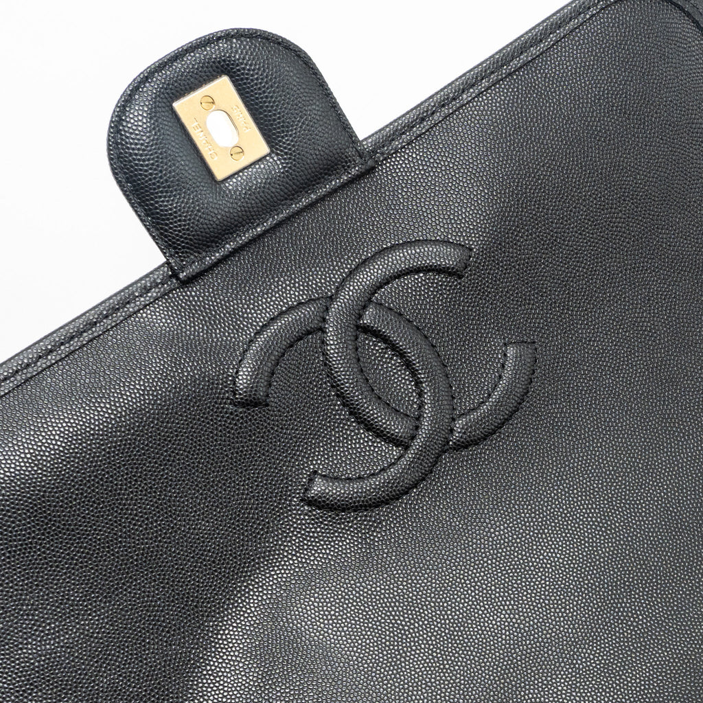 CHANEL 22K LARGE BACKPACK CAVIAR BLACK GHW(MICROCHIP)