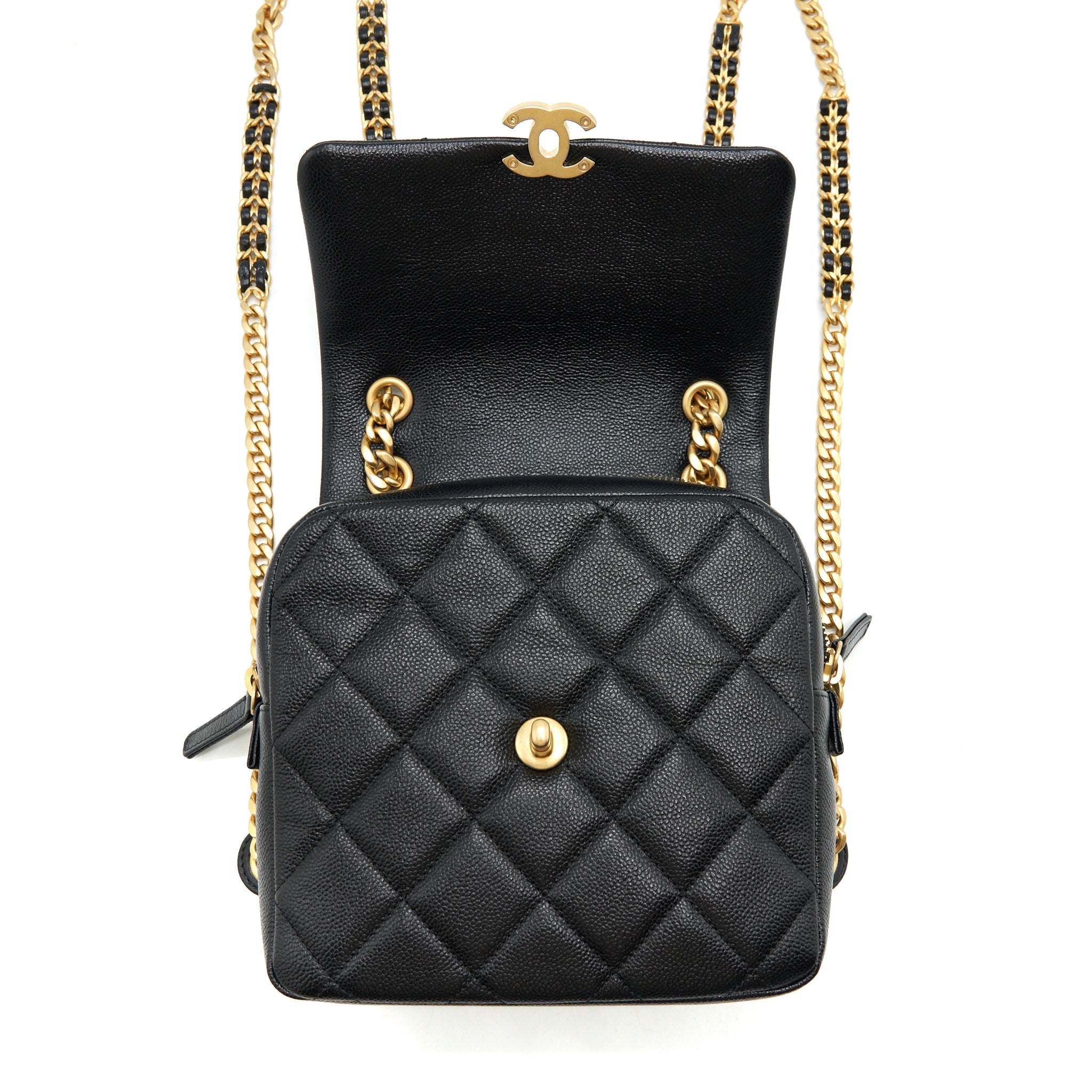 CHANEL 22P FLAP BACKPACK CAVIAR BLACK GHW