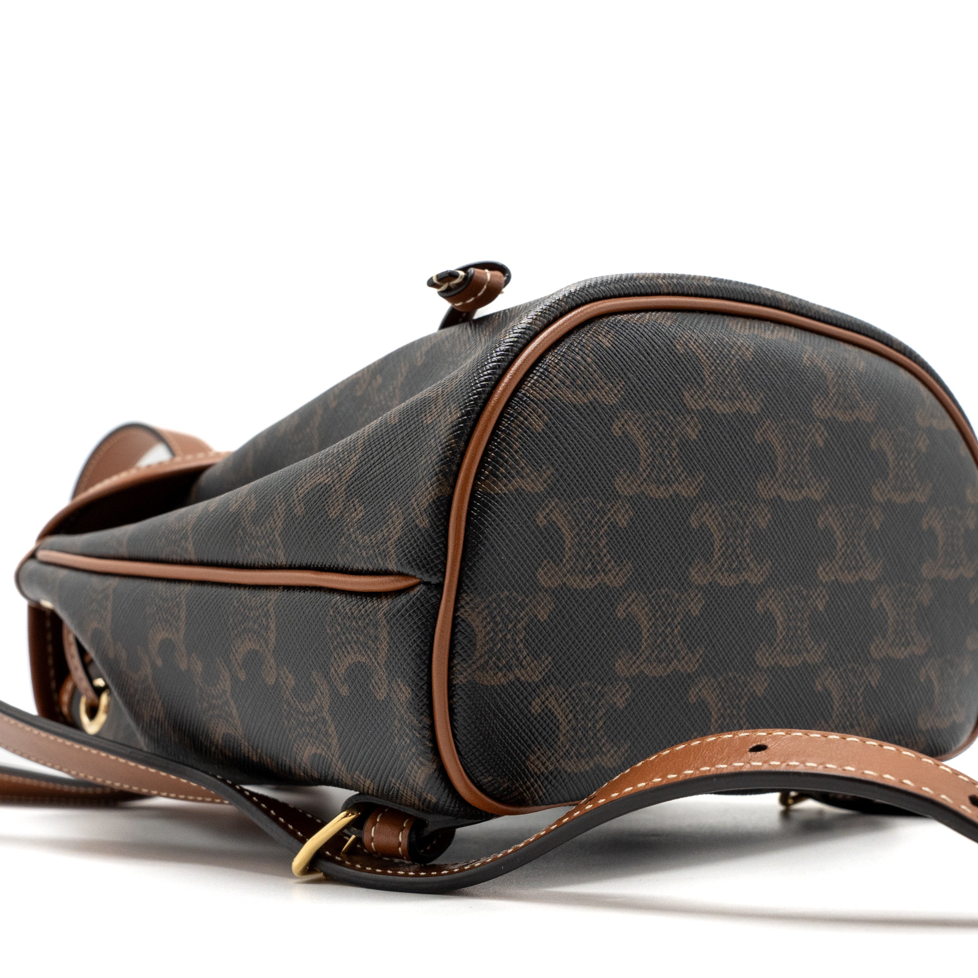 CELINE MINI BACKPACK FOLCO TRIOMPHE CANVAS CALFSKIN TAN GHW