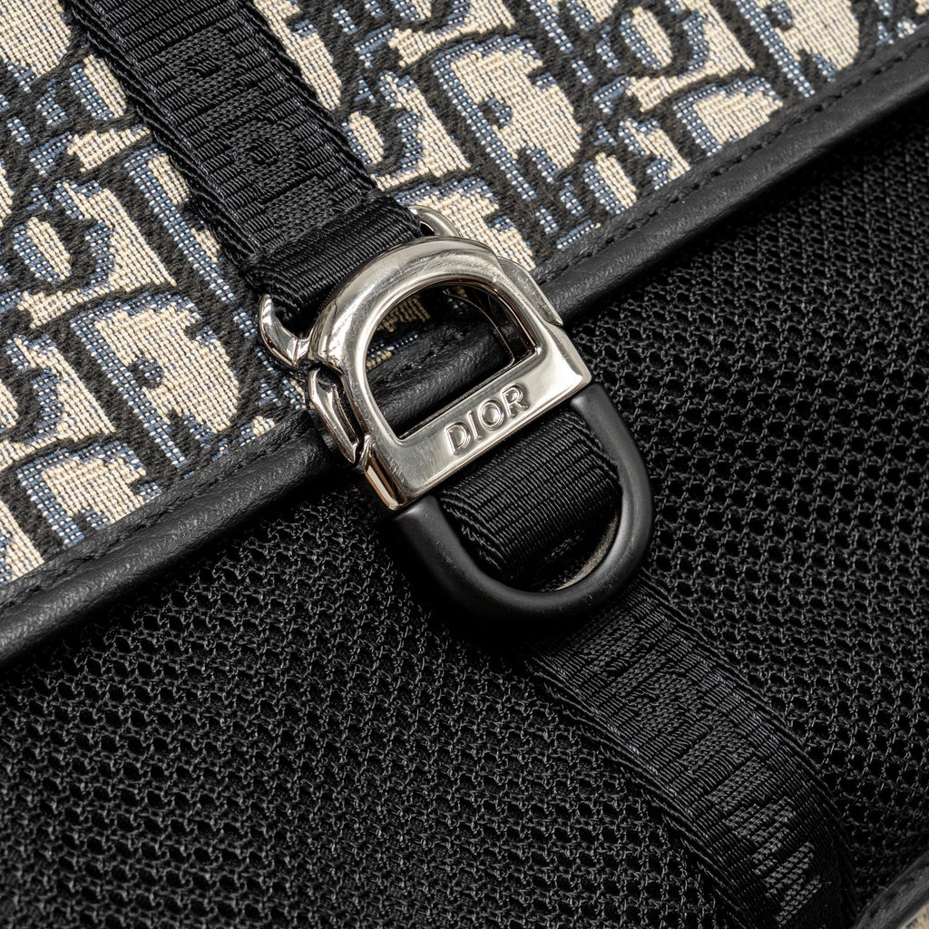 DIOR MEN’S BACKPACK DIOR OBLIQUE CANVAS / CALFSKIN BLUE / BLACK SHW