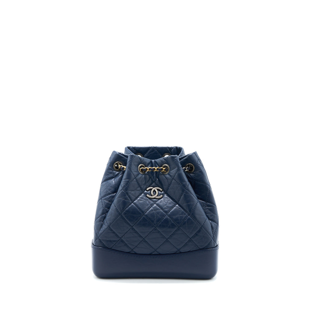CHANEL SMALL GABRIELLE BACKPACK CALFSKIN DARK BLUE MULTICOLOUR HARDWARE