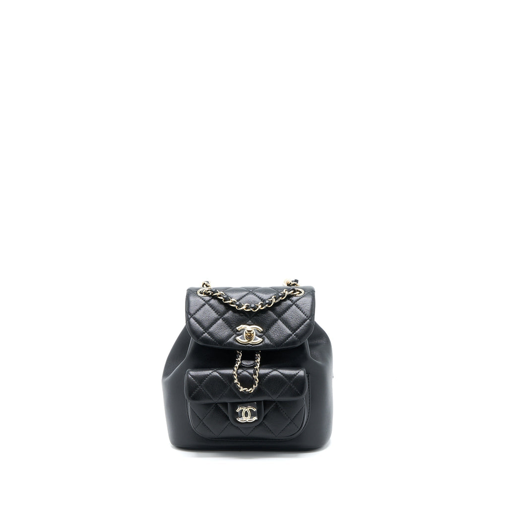 CHANEL 23C DUMA MINI BACKPACK CALFSKIN BLACK LGHW (MICROCHIP)